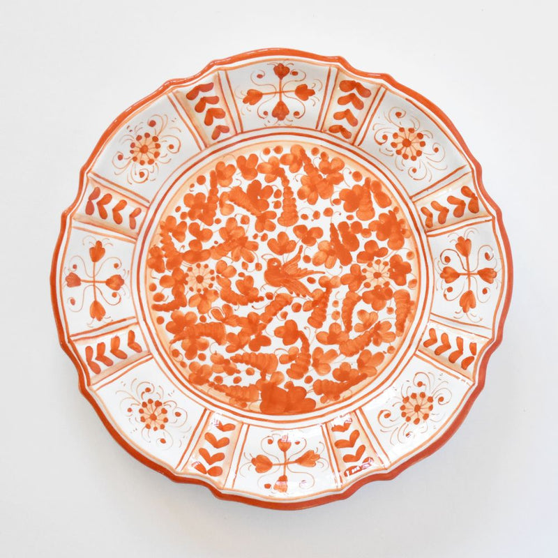 Arabesco Orange scalloped round plate