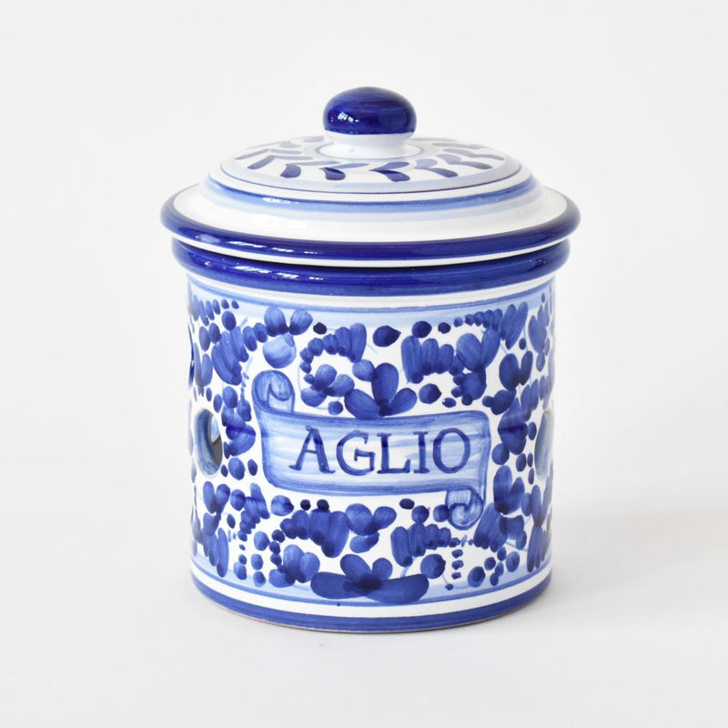 Arabesco Cobalt Blu garlic jar