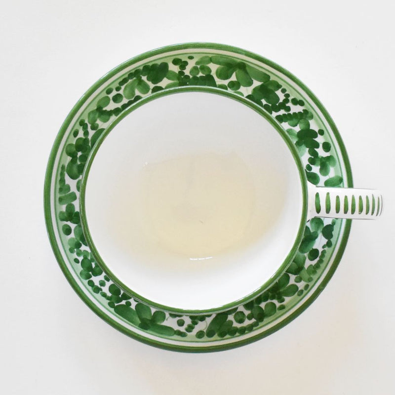 Arabesco Green cappuccino cup and saucer