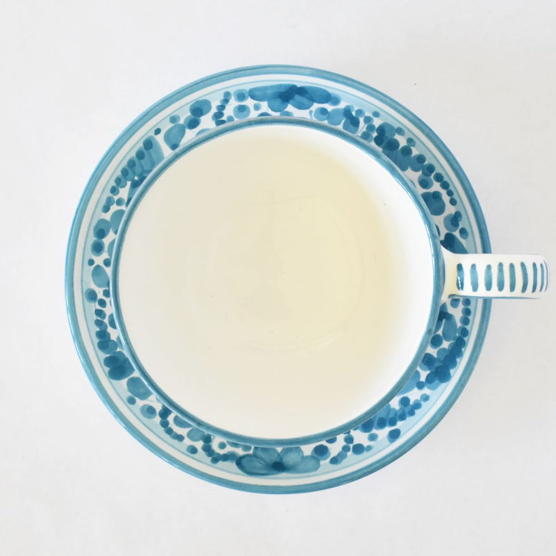 Arabesco Turquoise cappuccino cup and saucer