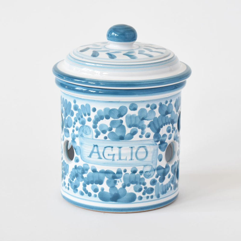 Arabesco Turquoise garlic jar