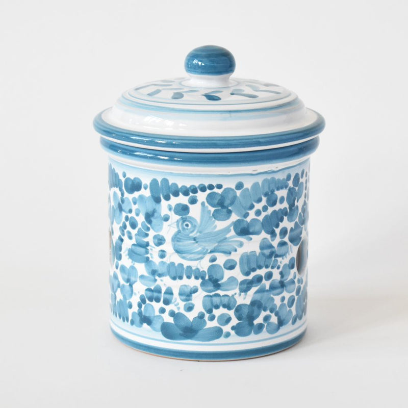 Arabesco Turquoise garlic jar