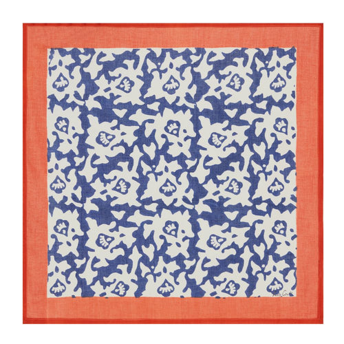 Lisa Corti Arabesque Blue Natural block printed cotton napkins - set of 2