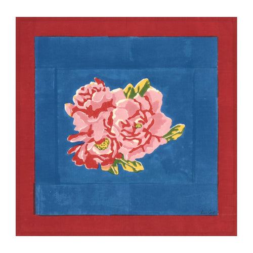 Lisa Corti Nina's Rose Blue block printed cotton napkins - set of 2