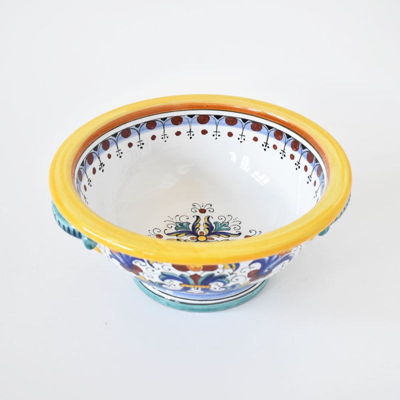 Ricco Deruta footed bowl with handles